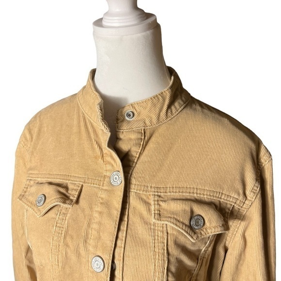 Gap Stretch Khaki Corduroy Button Up Jacket Woman’s Sz M Vintage Stretch - Picture 4 of 6